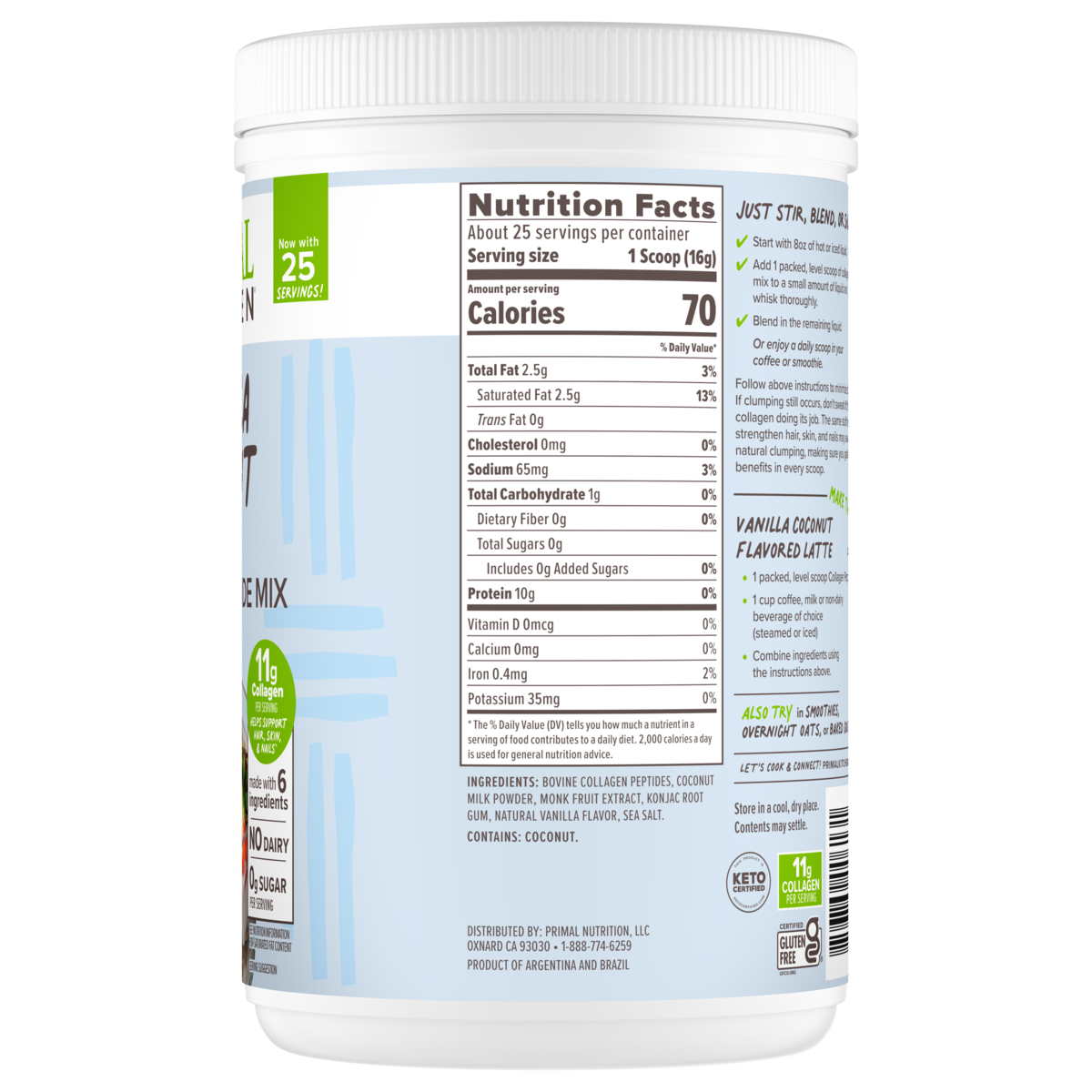 Vanilla Coconut Flavored Collagen Peptide Mix