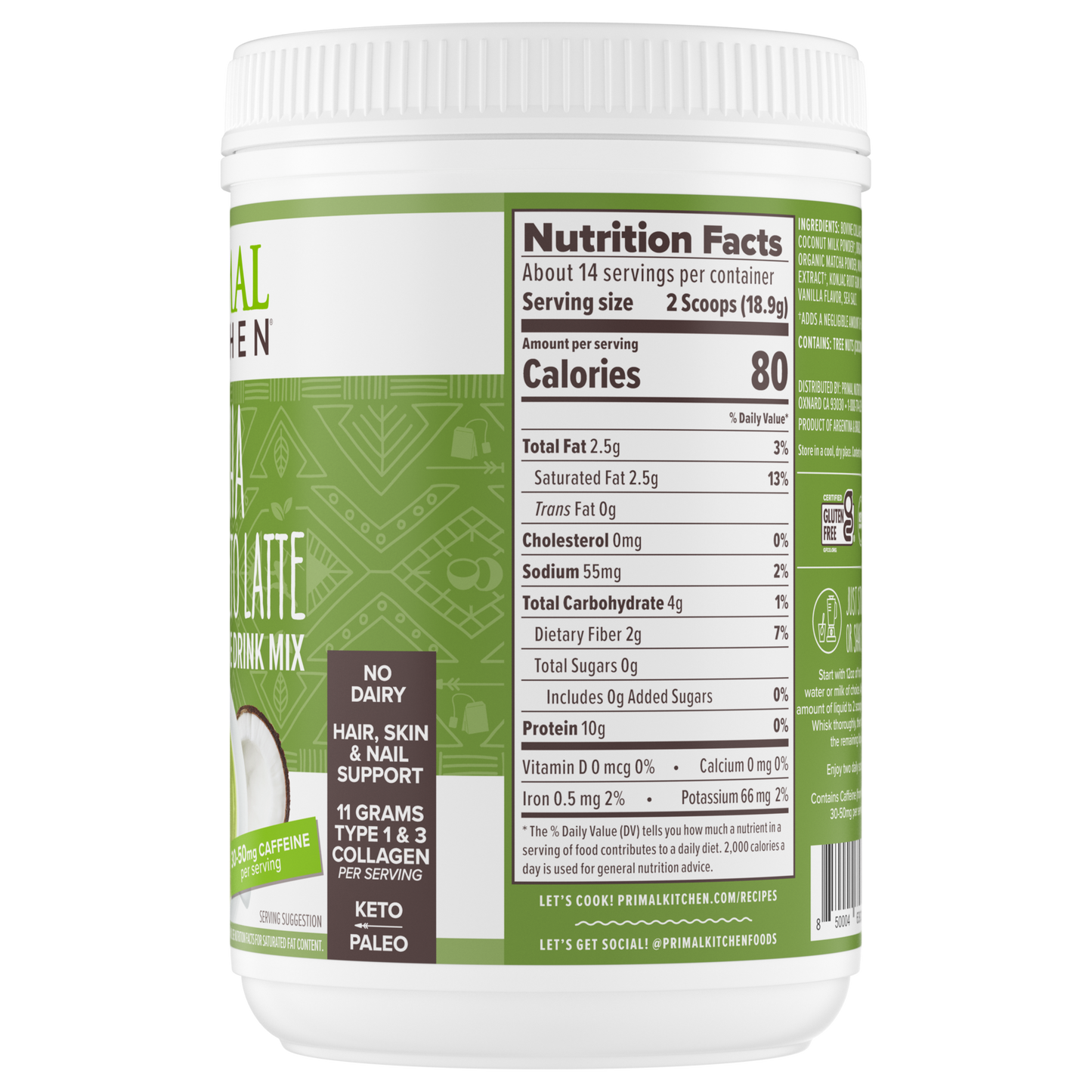 Matcha Collagen Keto Latte Drink Mix - 9.3 oz