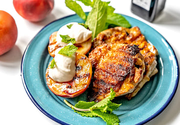 Grilled Chicken Thighs with Peaches and Balsamic Vinegar