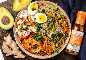 Asian Noodle Bowl with Chicken and Sesame Ginger Dressing