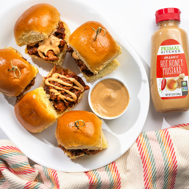 Slow Cooker Pulled Pork Sliders with Hot Honey Mustard