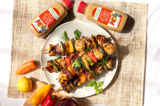 Hot Honey Mustard Chicken Skewers
