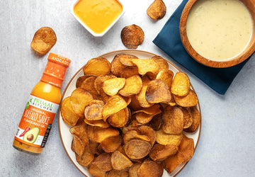 Homemade Potato Chips with Vegan Blue Cheese Dip