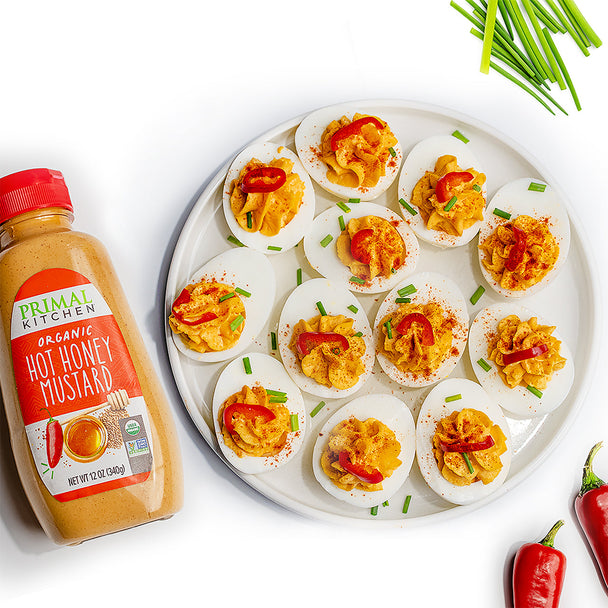 Hot Honey Mustard Deviled Eggs