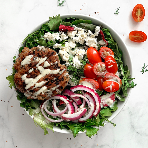 Mediterranean Lamb Burger Bowl