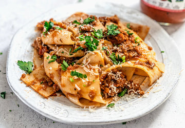 5-Ingredient Pappardelle with Spicy Arrabbiata Meat Sauce