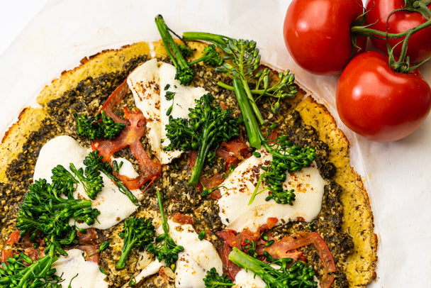 Pesto Keto Cauliflower Pizza