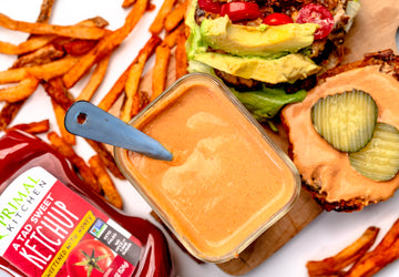 Primal Burger and Three-Condiment Secret Sauce