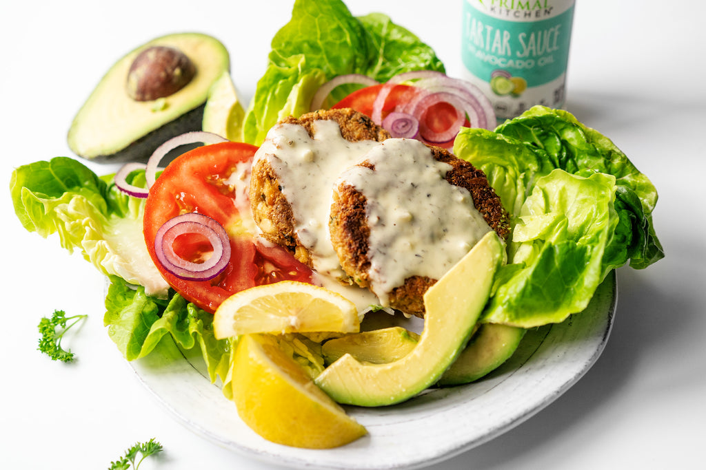 Keto Salmon Burgers with Tartar Sauce Primal Kitchen®