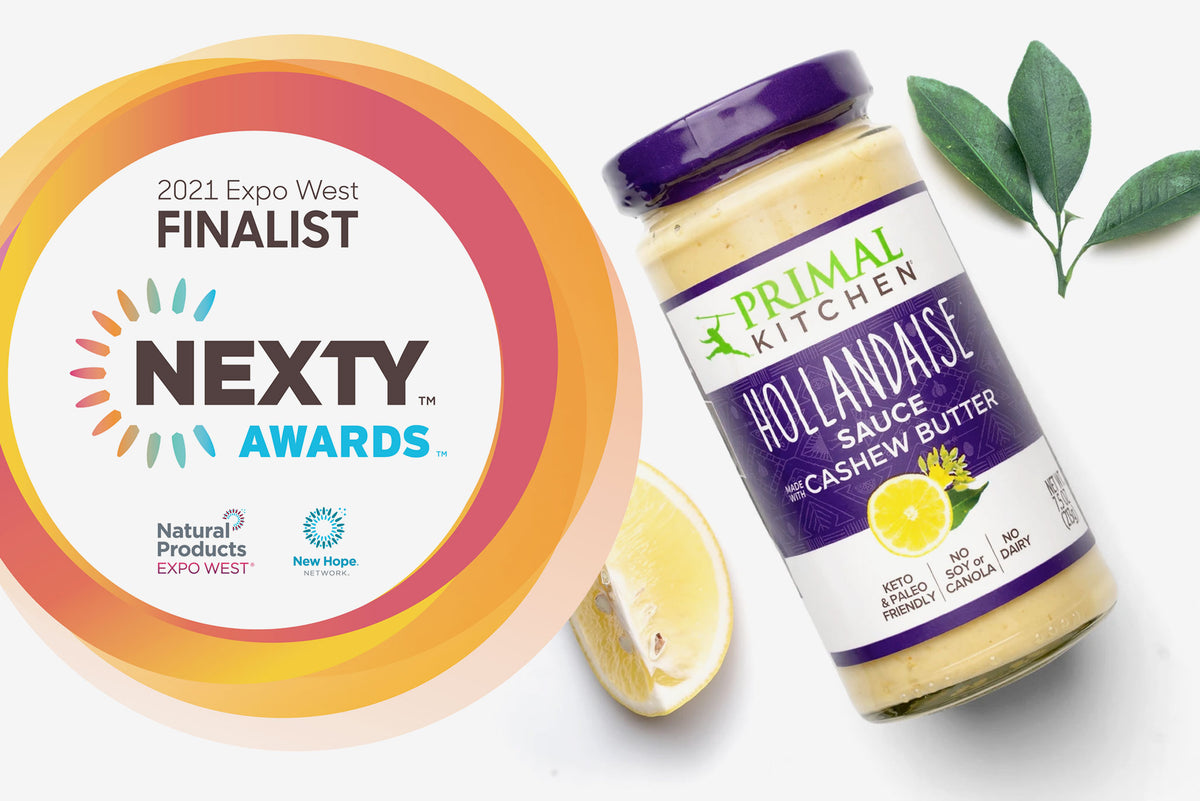 Hollandaise sauce with a lemon, sage, and the logo for NEXTY.