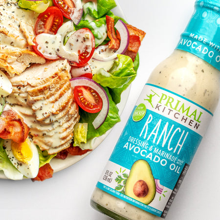 Primal Kitchen Ranch Dressing and Marinade with a Chicken Cobb Salad