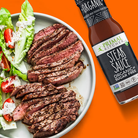 Primal Kitchen Keto-approved Steak Sauce with steak