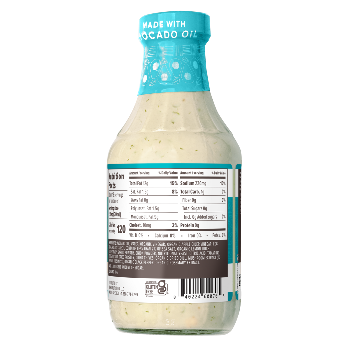 Clean Label Ranch Dressing Ranch Dressing: Keto, Whole30, Paleo, Sugar Free, No Dairy | Primal Kitchen