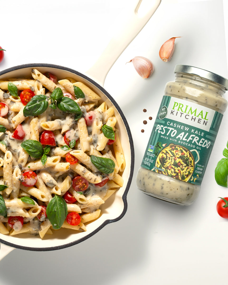 Creamy Cashew Kale Pesto Alfredo Sauce