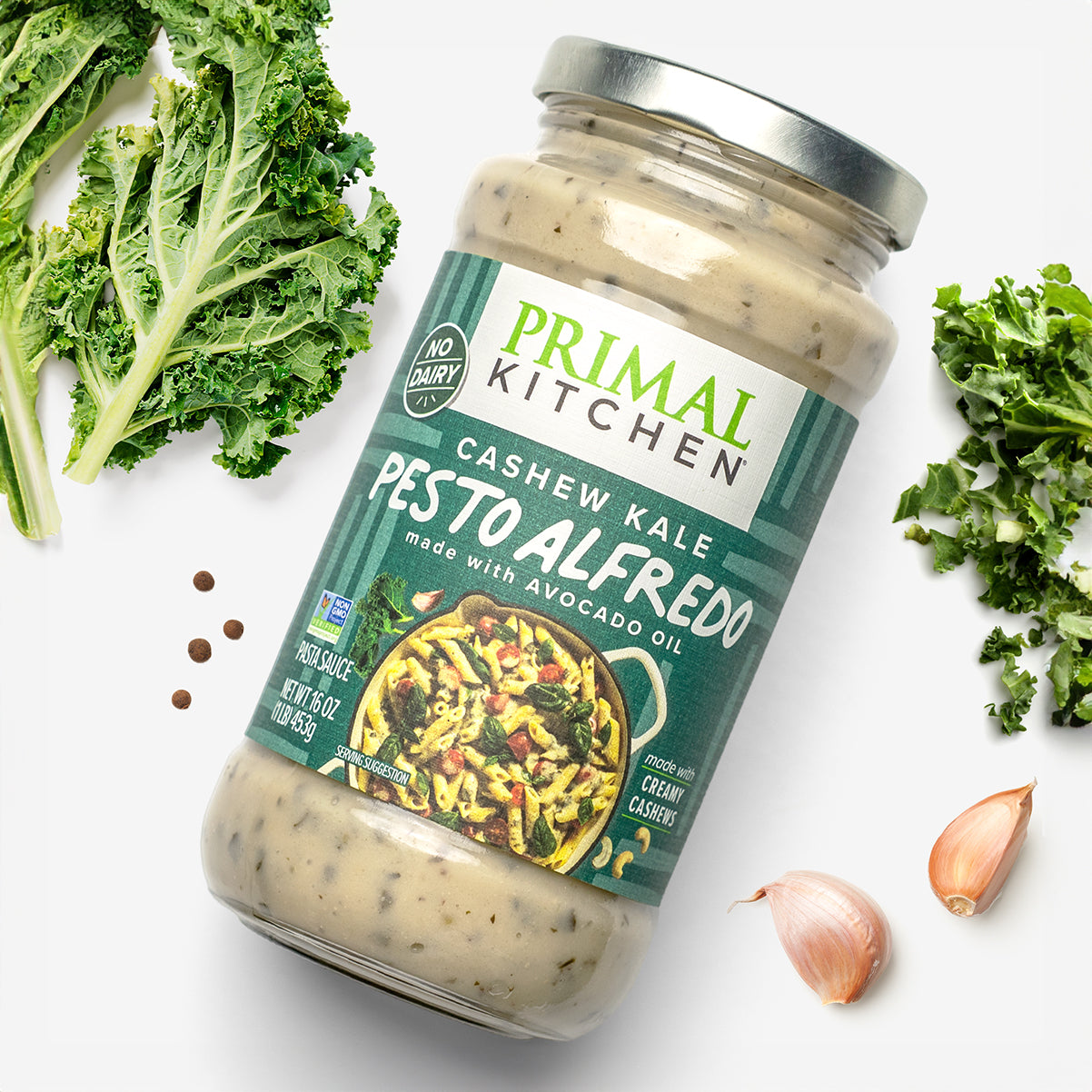 Creamy Cashew Kale Pesto Alfredo Sauce