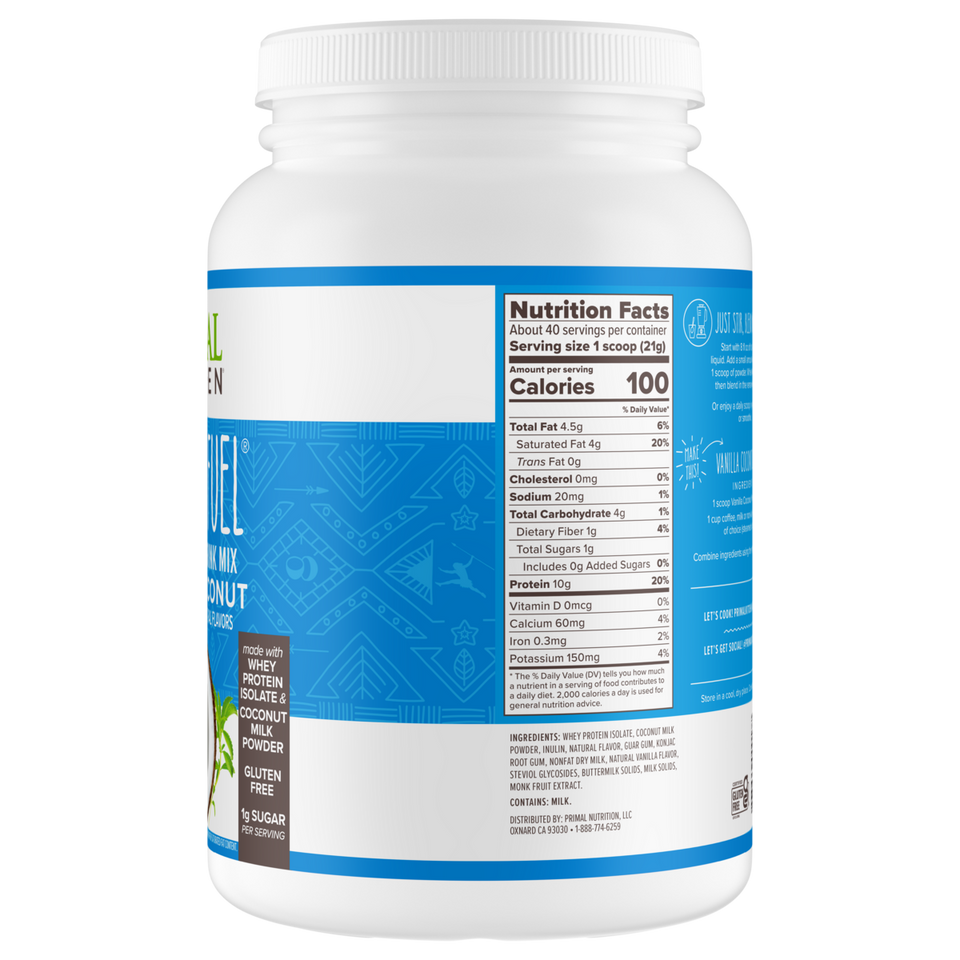 Primal Fuel: Vanilla Coconut Whey Protein Drink Mix