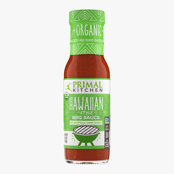 Primal Kitchen Organic Hawaiian Style BBC Sauce with no artificial sweeteners on a white background