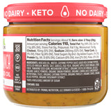 Back of a jar of Primal Kitchen Buffalo Ranch Dip  including ingredient list and nutrition facts. 