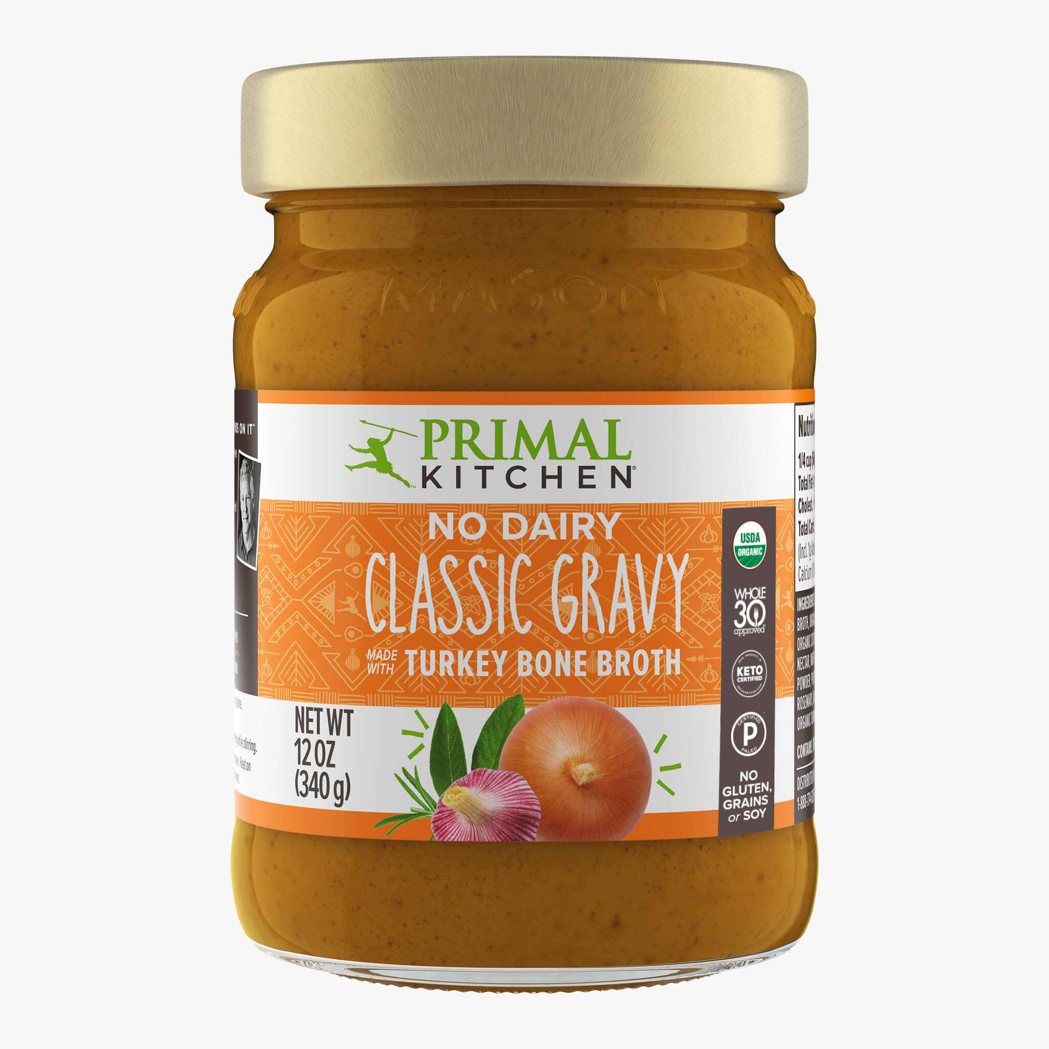 Primal Kitchen No Dairy Classic Gravy made with Turkey Bone Broth on a white background