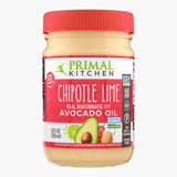 12 oz glass jar with a red lid of Primal Kitchen Chipotle Lime Mayo made with Avocado Oil